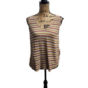 Blu Pepper Top Womens Size Small Multicolored Striped Sleeveless VNeck Boho Chic